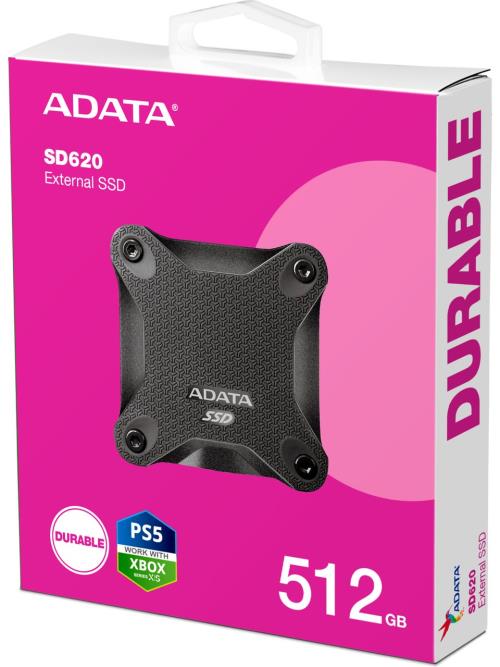 ADATA 512GB SSD SD620-512GCBK Taşınabilir Usb 3.2 Gen2 Ssd Harici Disk